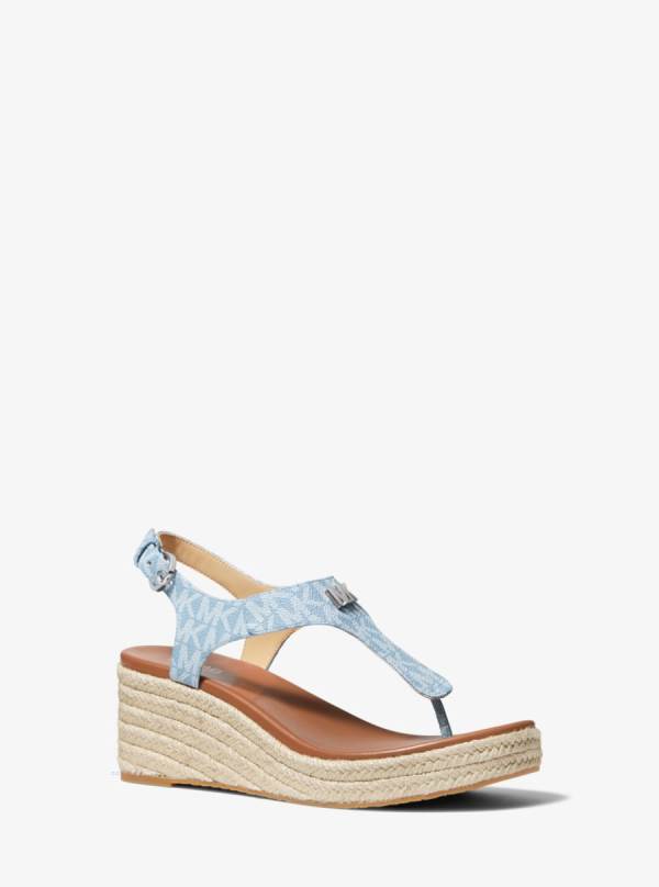 Damske Sandále Michael Kors Laney Logo Espadrille Wedge Námornícka Modrá - Topanky Michael Kors Akcia | HEPLB-6470